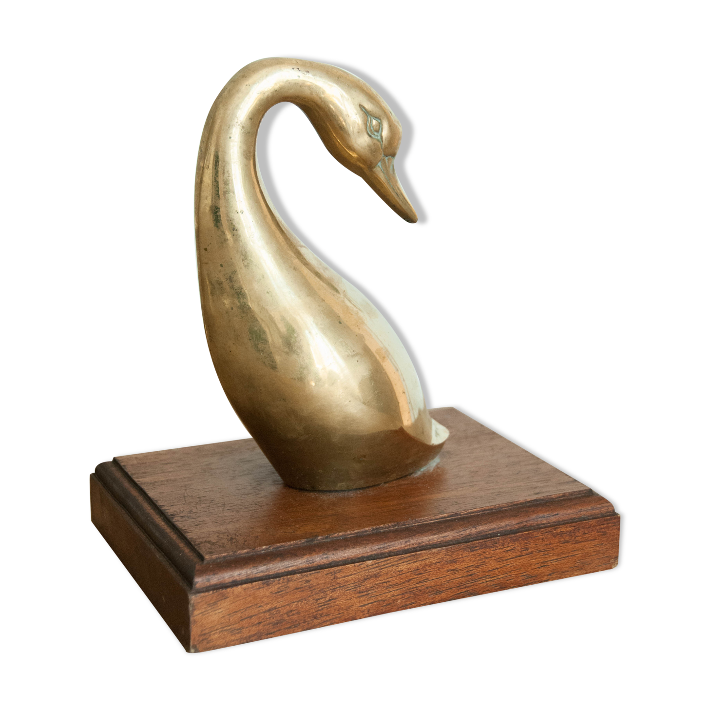 Brass duck - wooden base