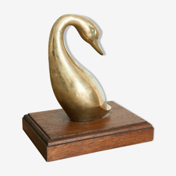 Brass duck - wooden base