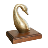 Canard en laiton & socle en bois