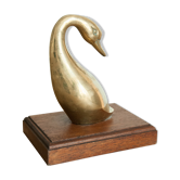 Brass duck - wooden base