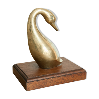 Brass duck - wooden base