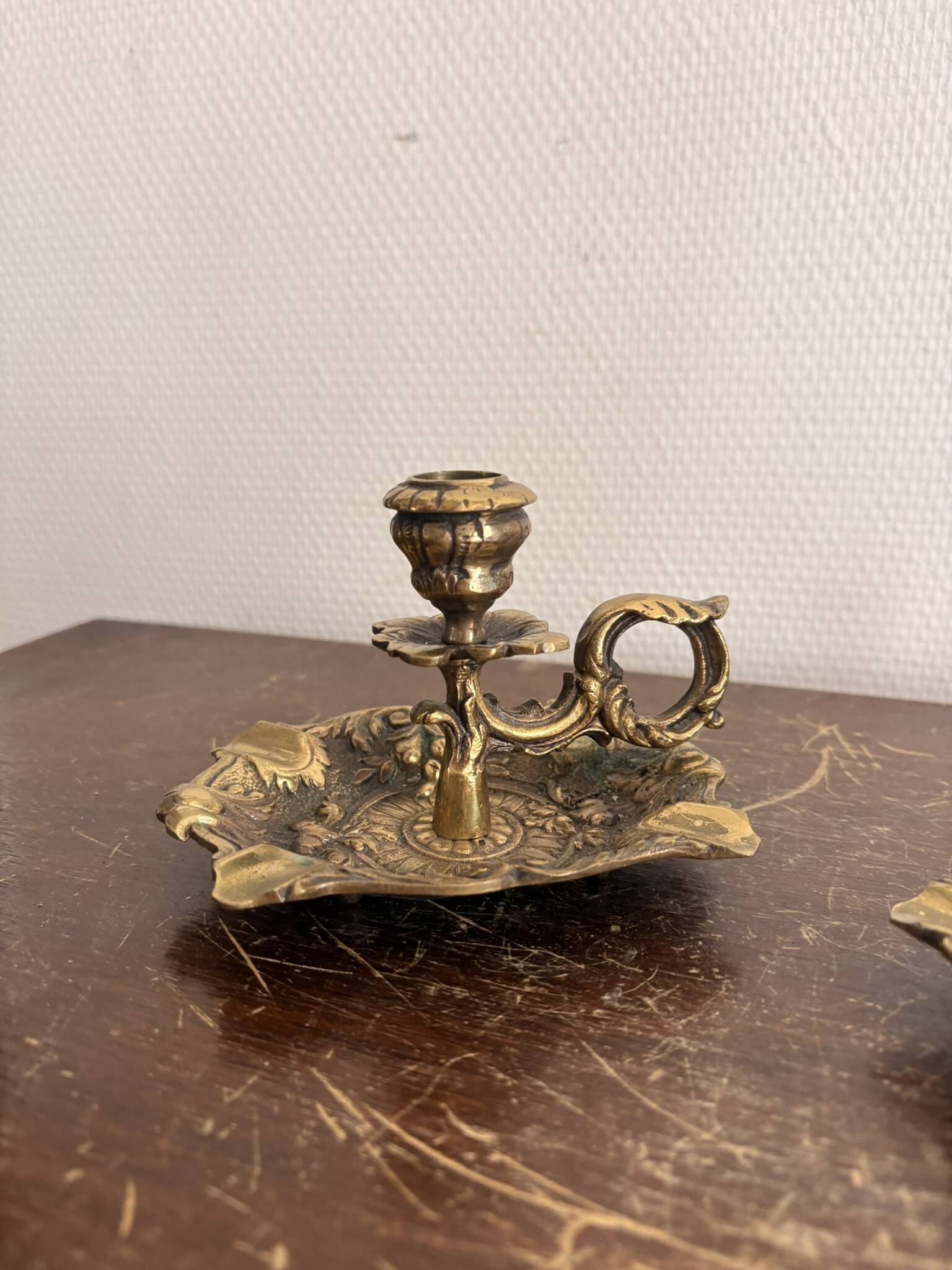 Paire Bougeoir Table Main Rat de cave Rococo Louis XV