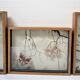 Three wooden frames with naturalized butterflies vintage 60s