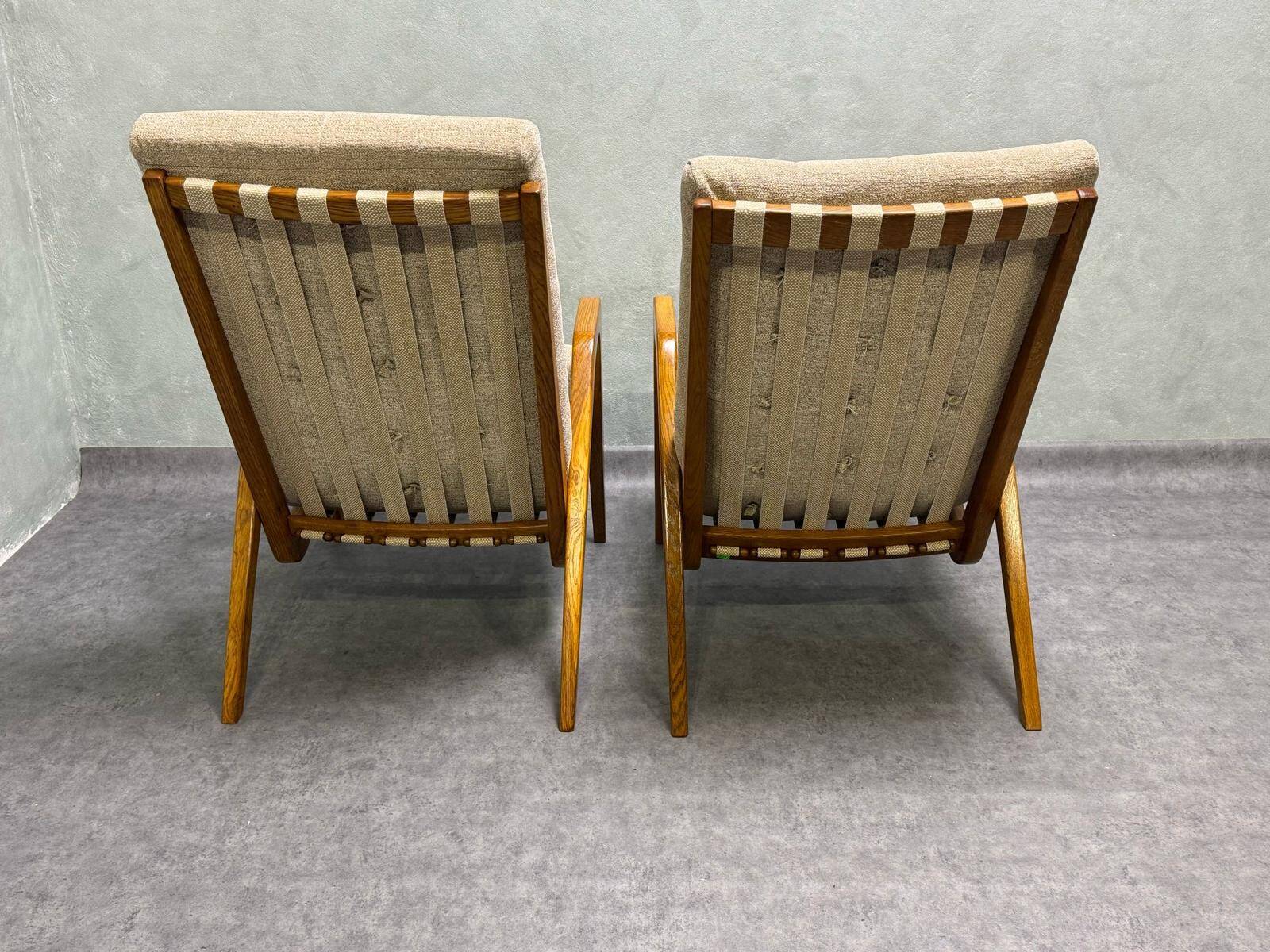 Paire de fauteuils par Jan Vaněk, années 1940, entièrement restaurés, Tchécoslovaquie