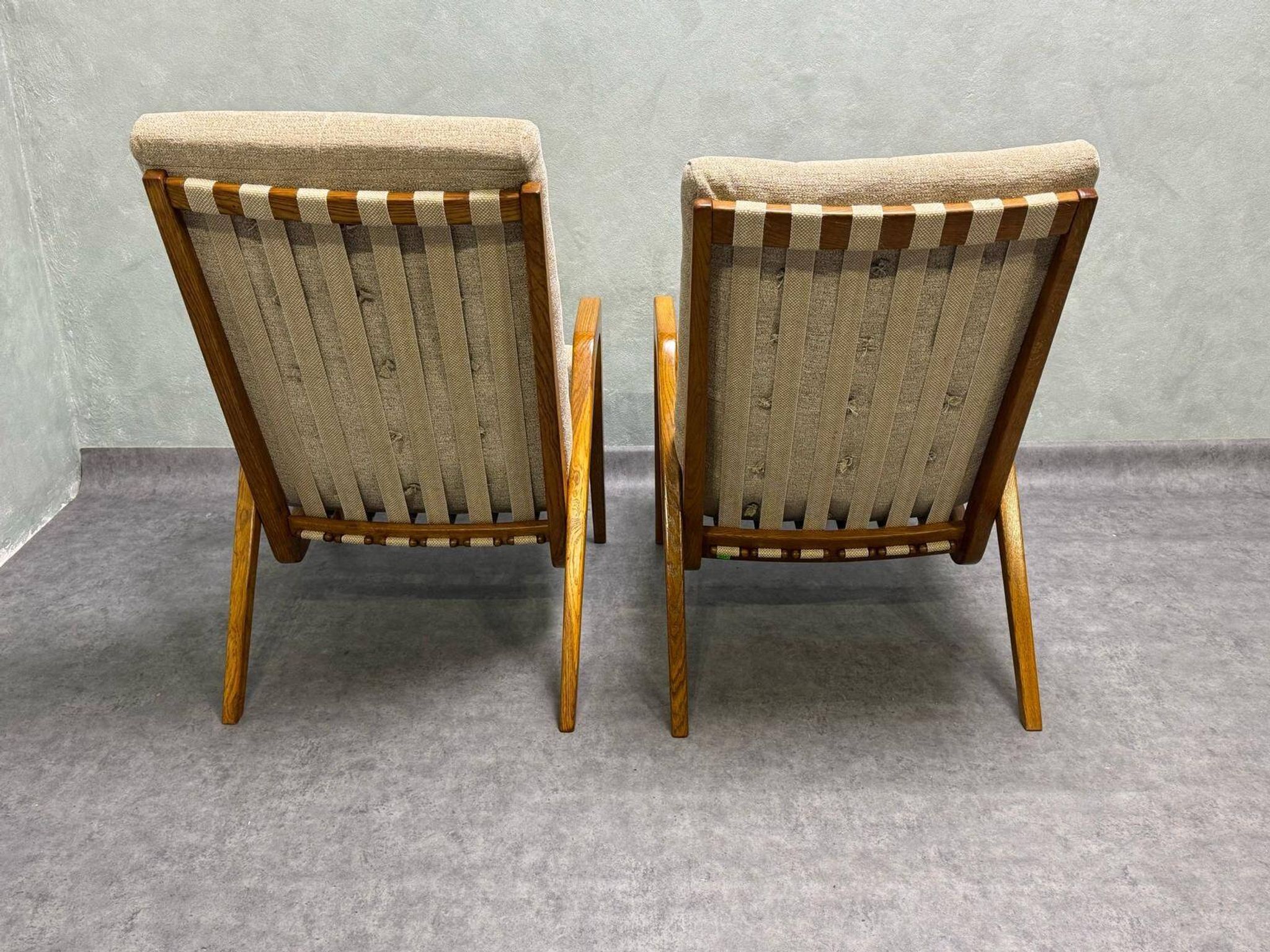 Pair of armchairs by Jan Vaněk, 1940s, fully restored, Czechoslovakia