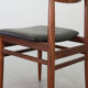 Danish Solid Teak Wooden Dining Chairs with Black Leatherette Seating 1960s