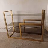 Brass shelf, smoked glass