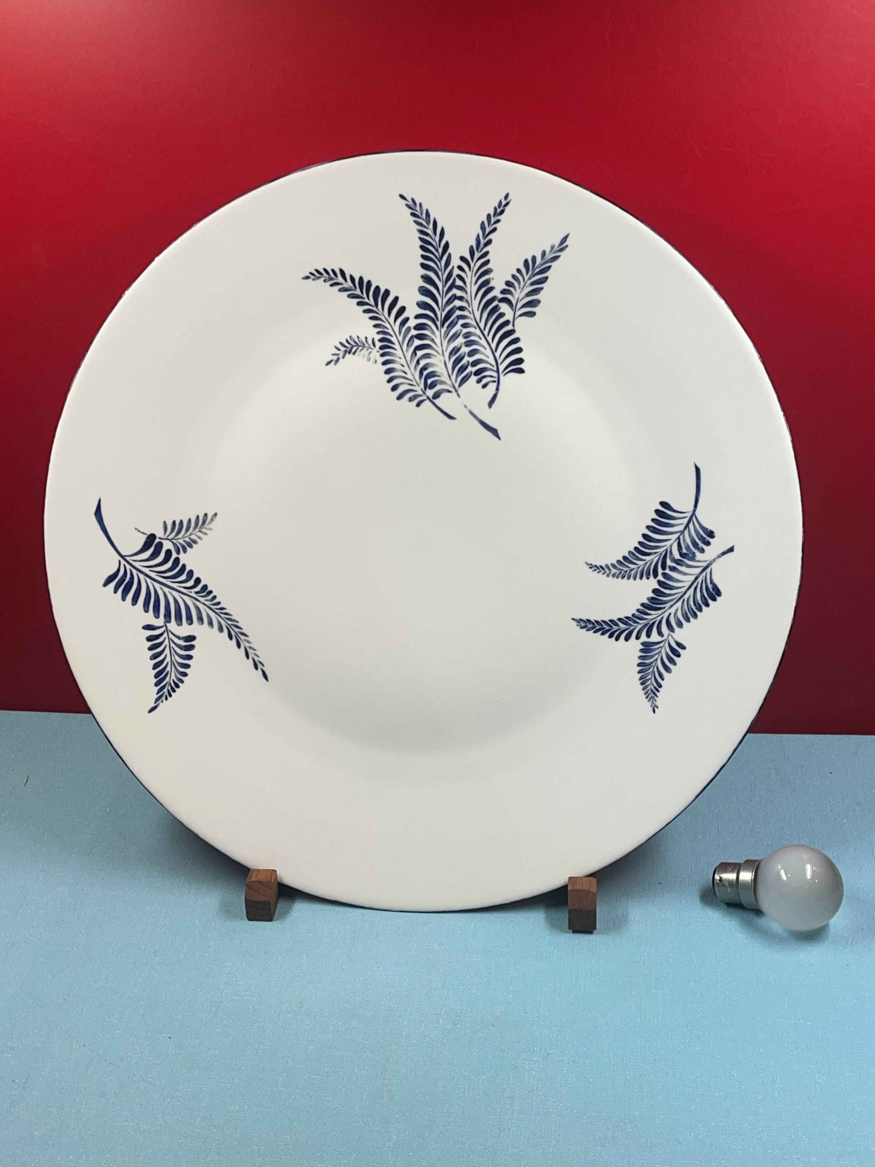 Large round dish decorated with ferns, marot limoges 41 cm