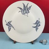 Large round dish decorated with ferns, marot limoges 41 cm