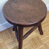 Artisanal brutalist tripod wooden stool