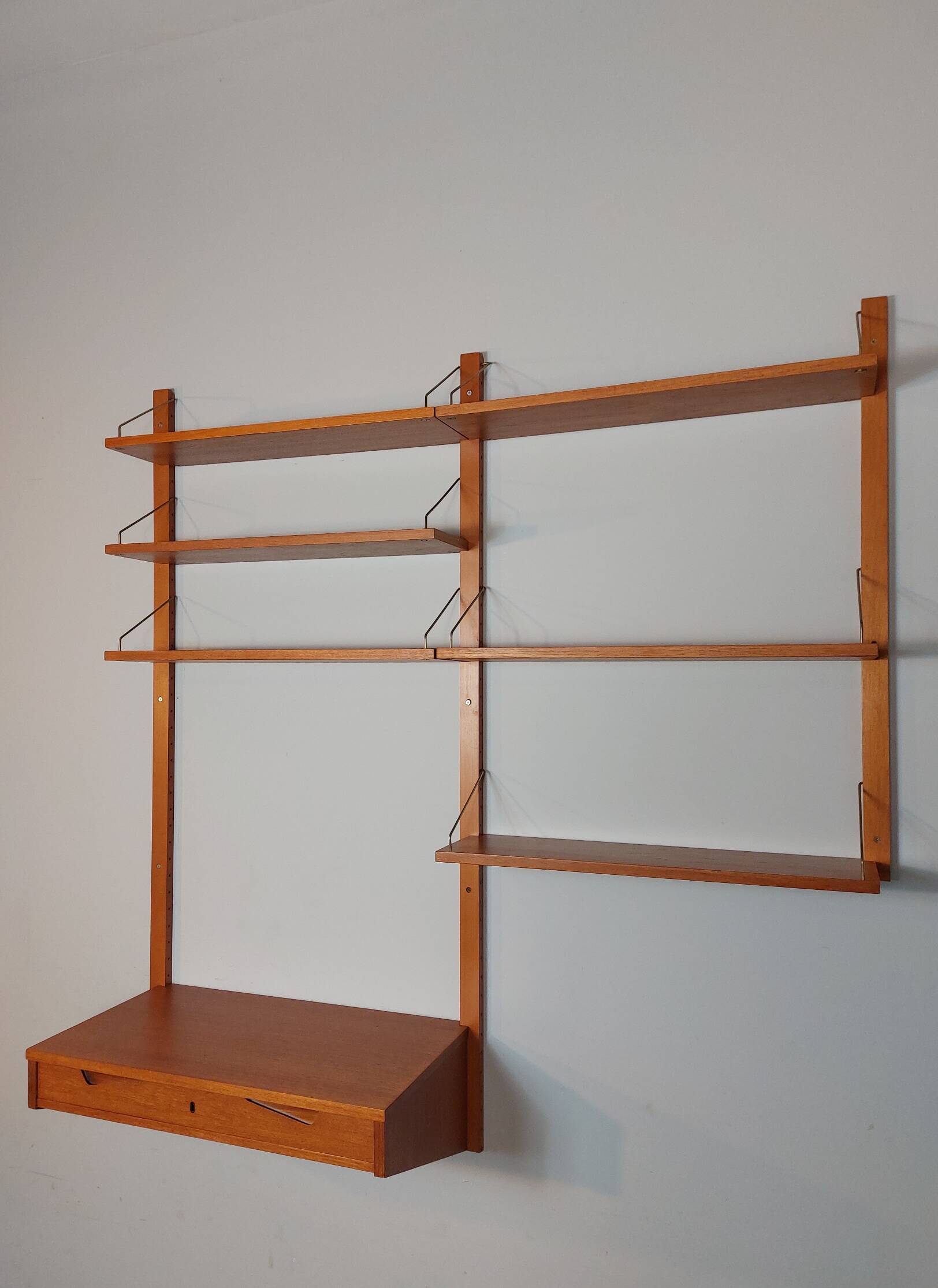Rival Scandinavian shelves & wall secretary by Kjell Riise, 1960s