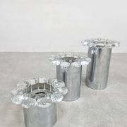 Vintage chrome and glass flower wall sconces