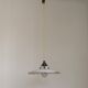 Vintage French Art Deco Opaline Glass Pendant Light Clear Frilled Edge