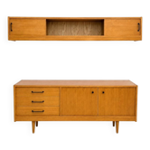 Vintage low sideboard set with matching wall unit.