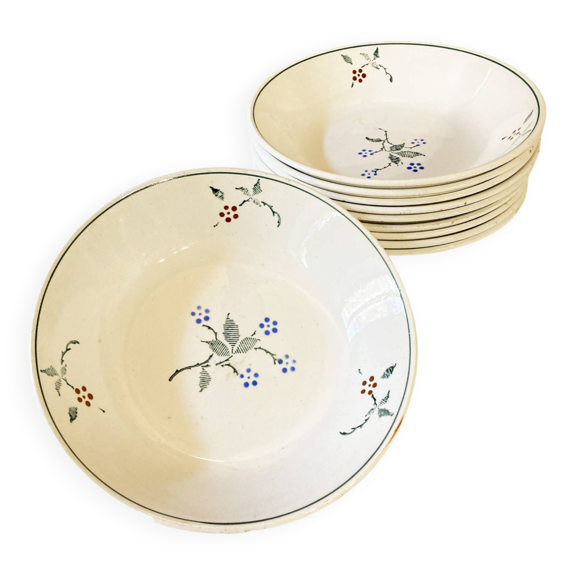 Deep plates, Saint-Amand earthenware, Bill model