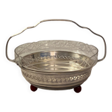 Art Deco fruit bowl in silver-plated metal and glass