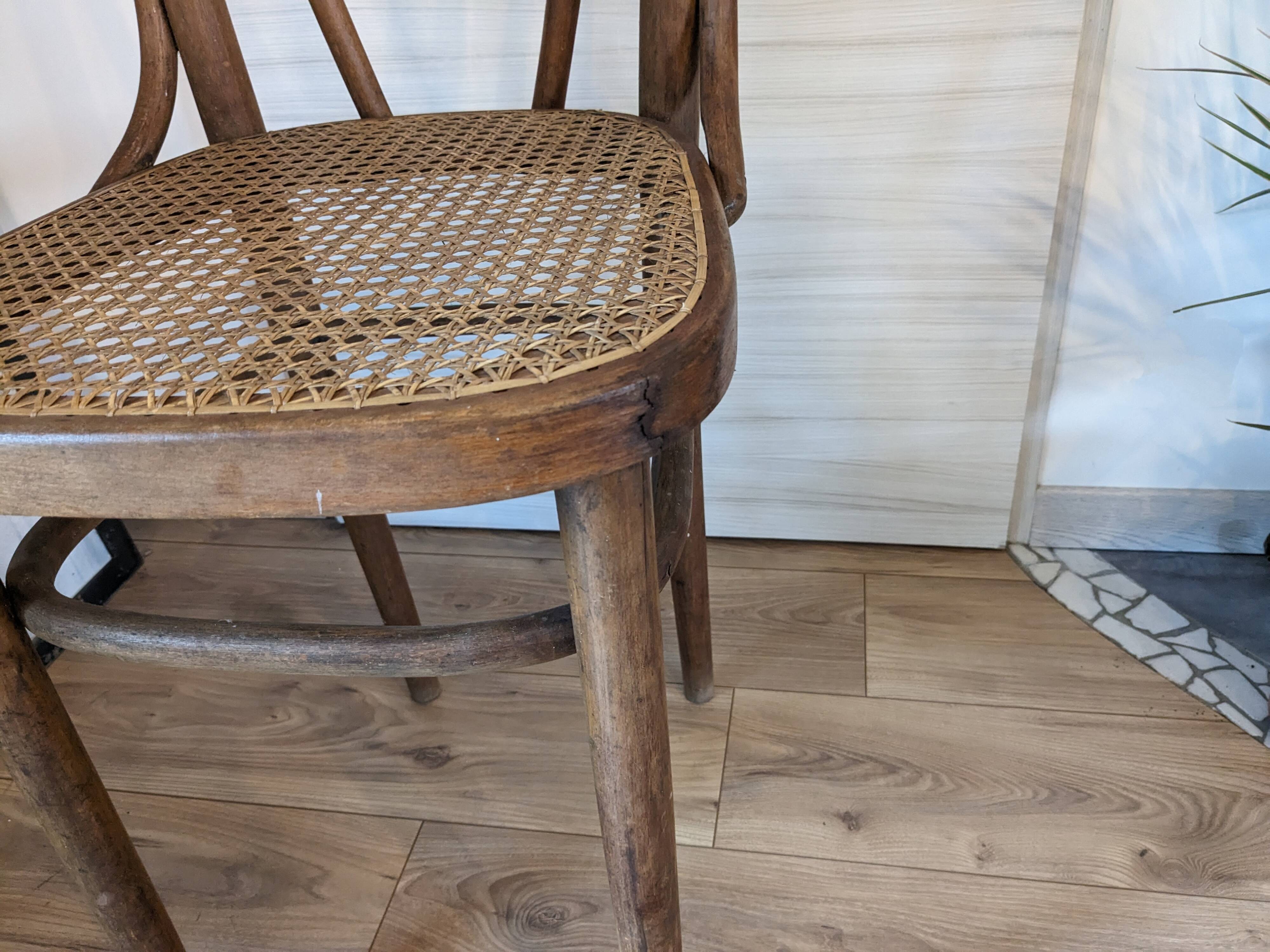 High cane bistro chair and curved wood
