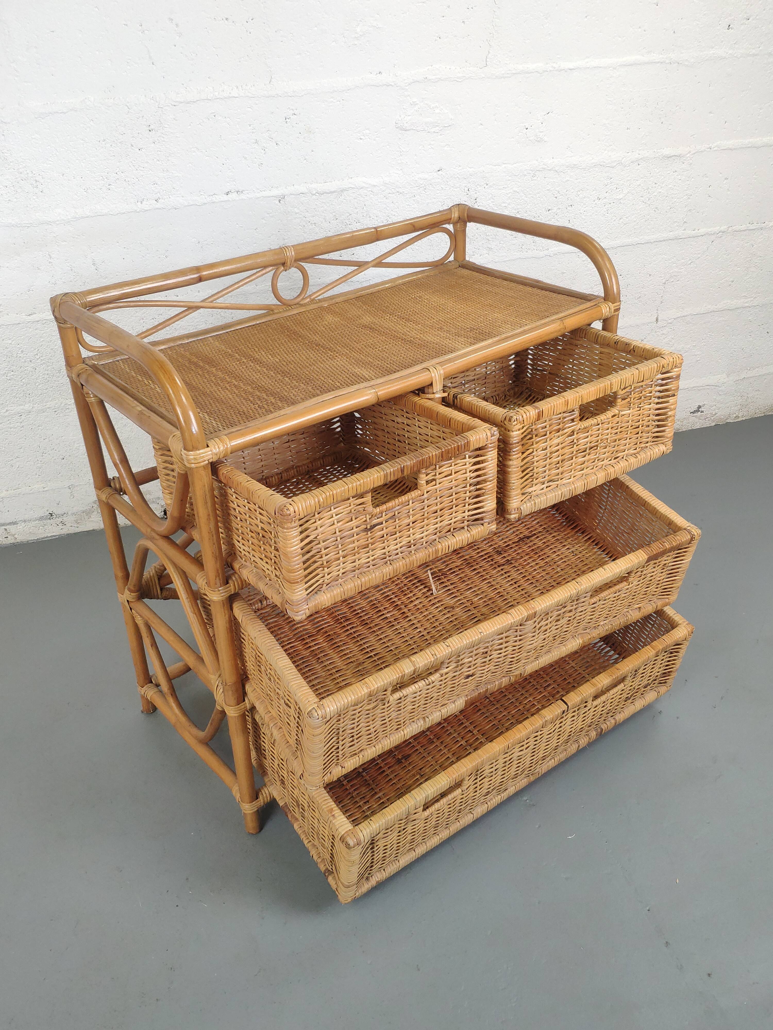 Chest of drawers 4 rattan drawers