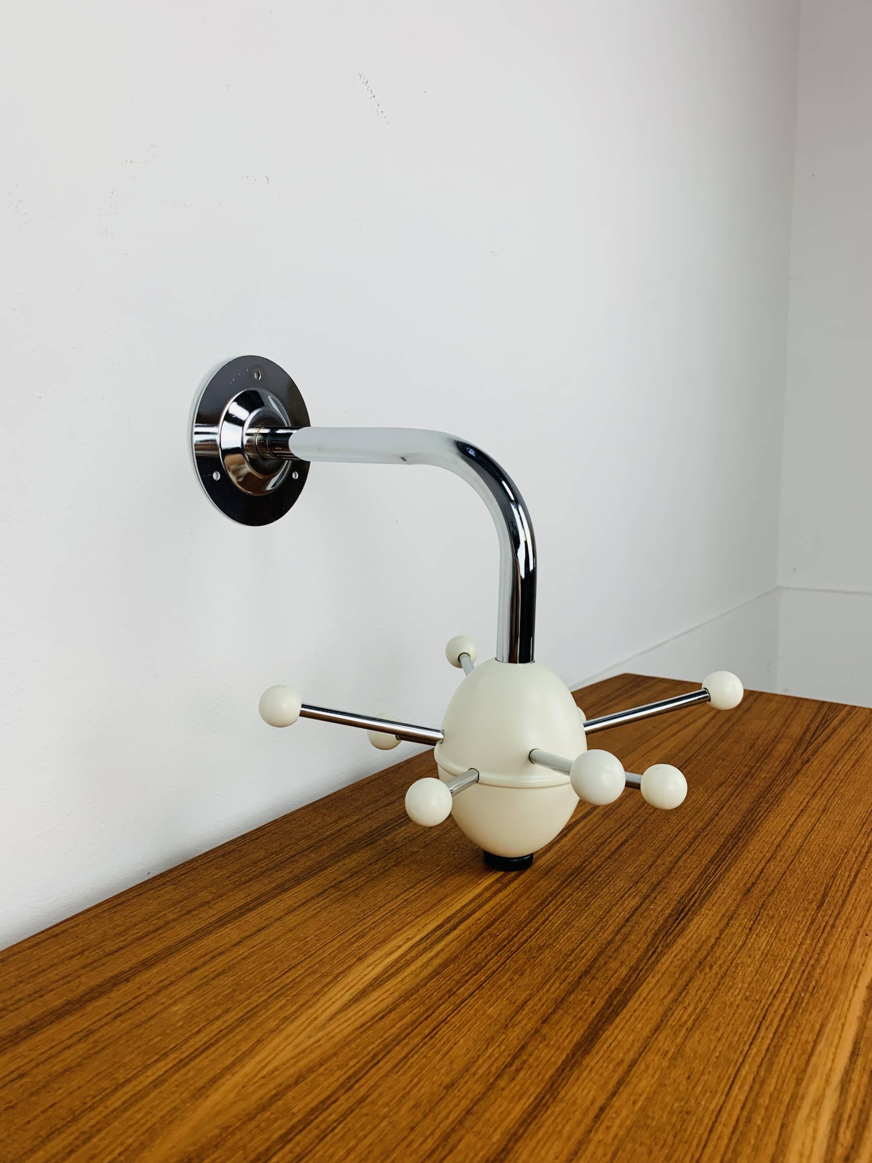 Sputnik wall coat rack, white and chrome, vintage