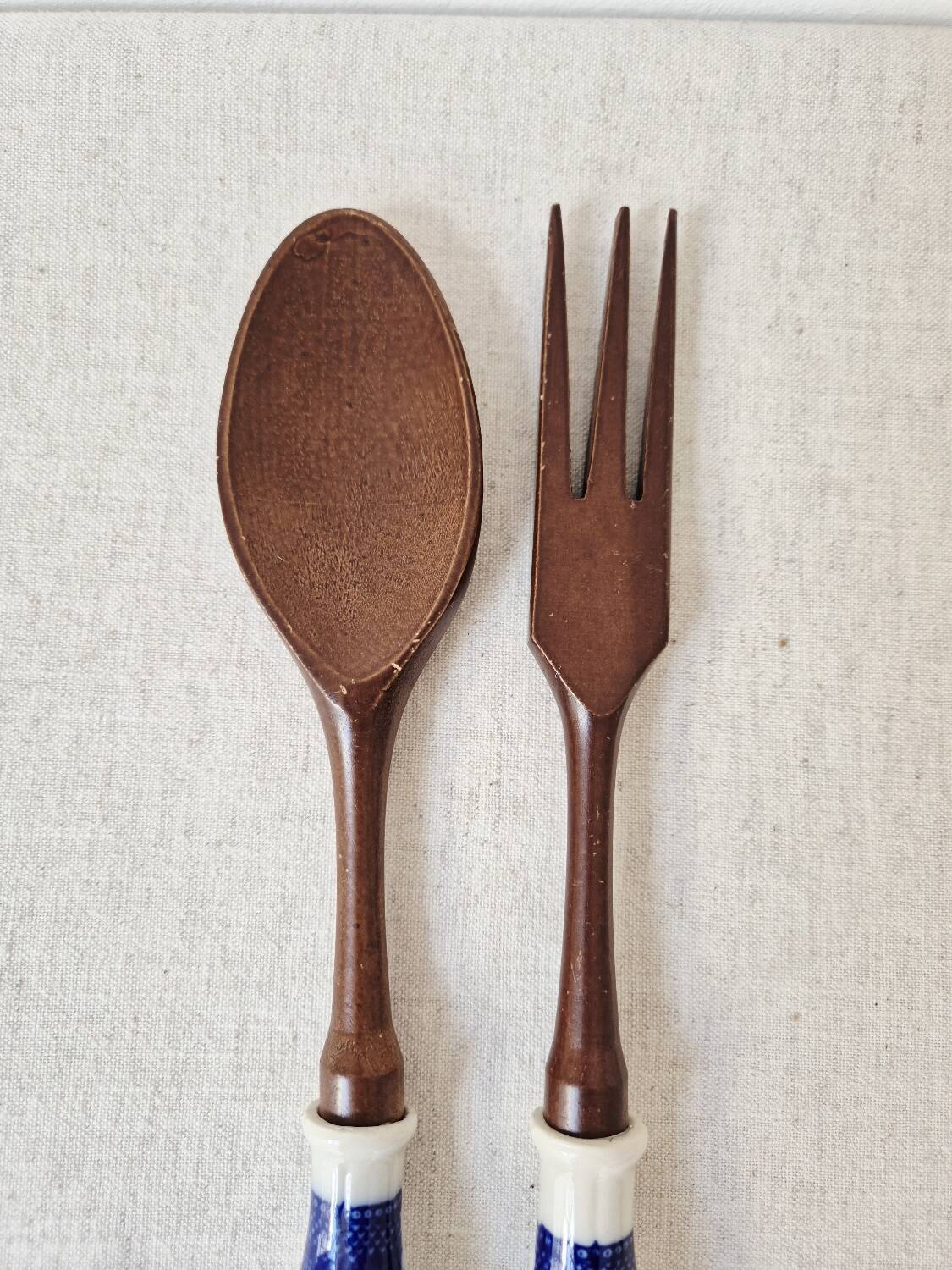 Japanese wooden and ceramic salad service, 1960