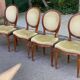 4 chaises Louis XVI médaillon bois massif et velours doré