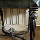 Table Pedestal table Napoleon III XIXth in black and gilded wood