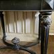 Table Pedestal table Napoleon III XIXth in black and gilded wood
