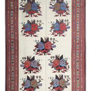 Afshar Sumakh Kilim Rug Cream Floral Design Handmade Wool 212x120cm