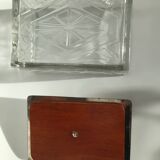 Art Deco box molded glass lid metal mirror
