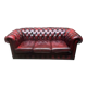 Three-seater burgundy burgundy leather chesterfield sofa