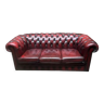 Canapé chesterfield cuir bordeaux trois places