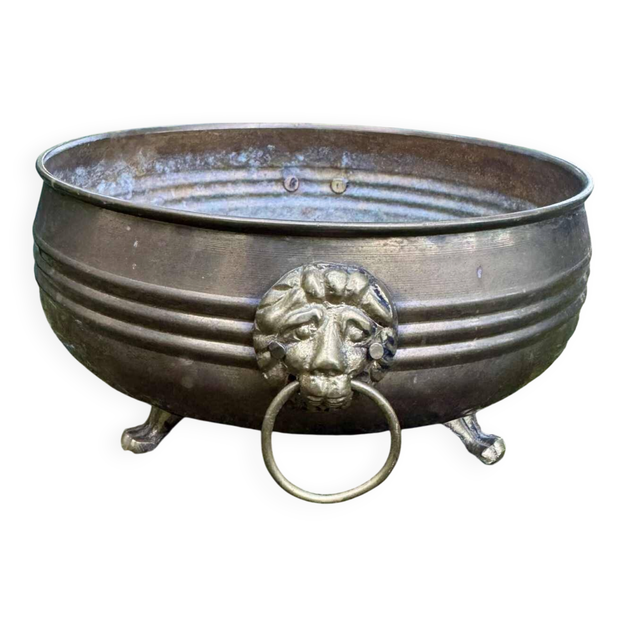 Brass lion jardinière 19th century