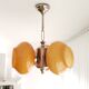Vintage mid century modern 3-light orange glass chandelier