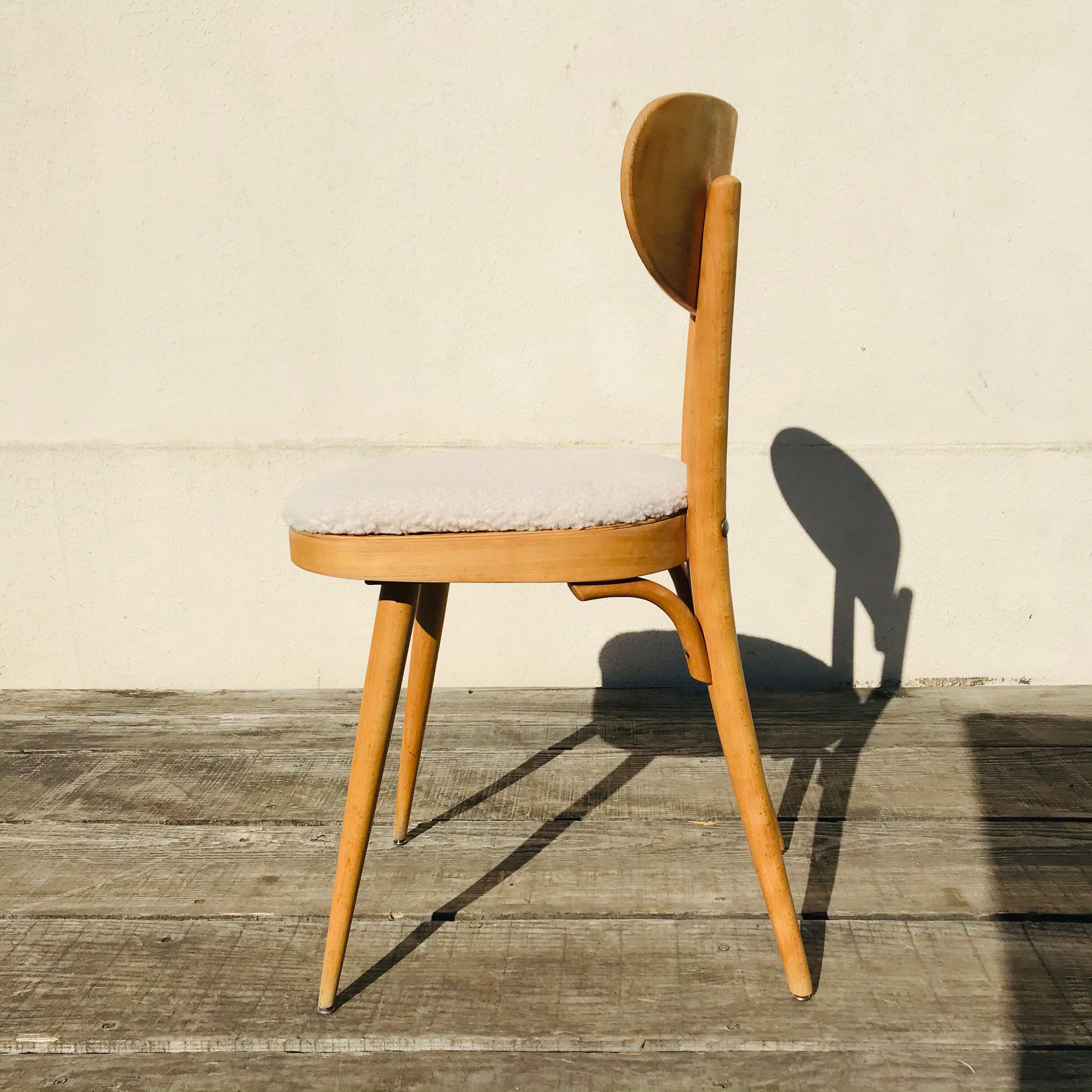 4 vintage 1960 Baumann chairs in blond beech