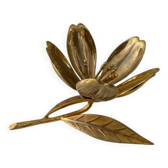 Cendrier en bronze fleurs lotus des années 60-70