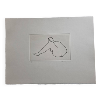 Contemplation Silencieuse, Aquatinte sur Papier Lana par Claude L'Hoste, 28 x 38 cm
