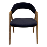 Fauteuil velours noir design scandinave 1950.