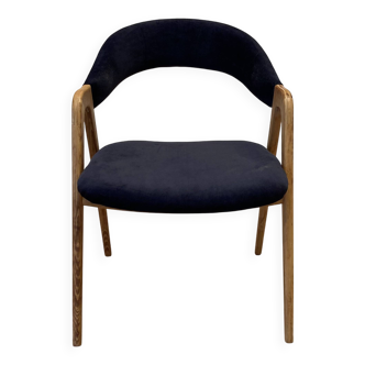 Black velvet armchair, Scandinavian design, 1950s.