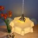 Suspension abat-jour vintage en opaline jaune