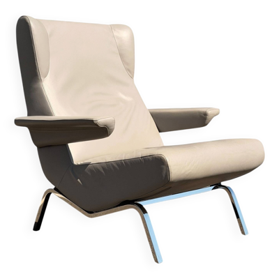Fauteuil Archi en cuir beige par Pierre Paulin - Édition Ligne Roset