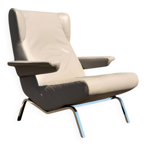 Fauteuil Archi en cuir beige par Pierre Paulin - Édition Ligne Roset