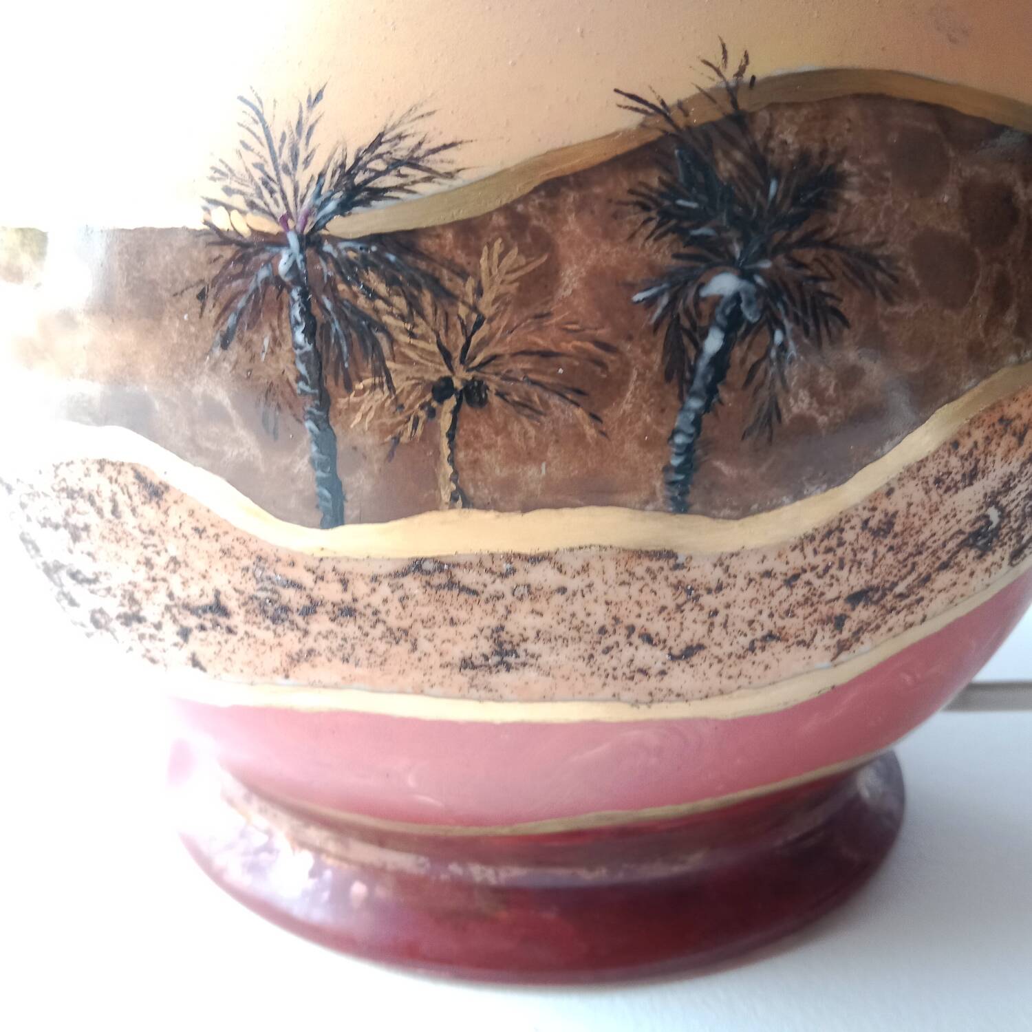 Unique ball lamp, hand-painted by Françoise Bertin