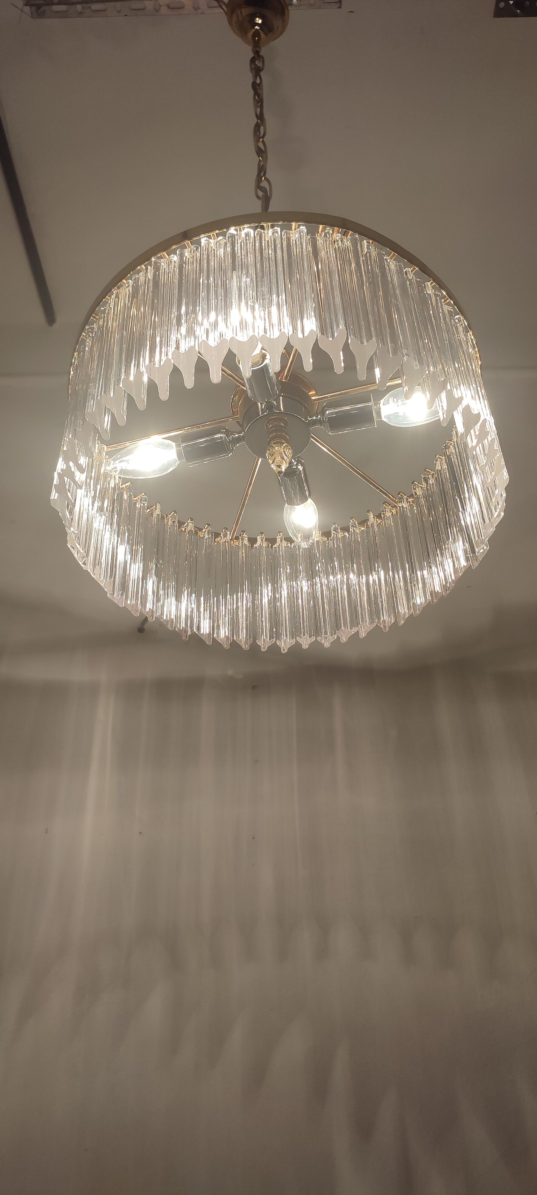 Lamp "Venini" with circular glass ceiling. Italy 1970s.