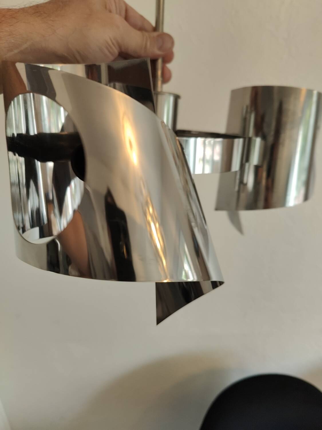 Space age chrome design chandelier suspension