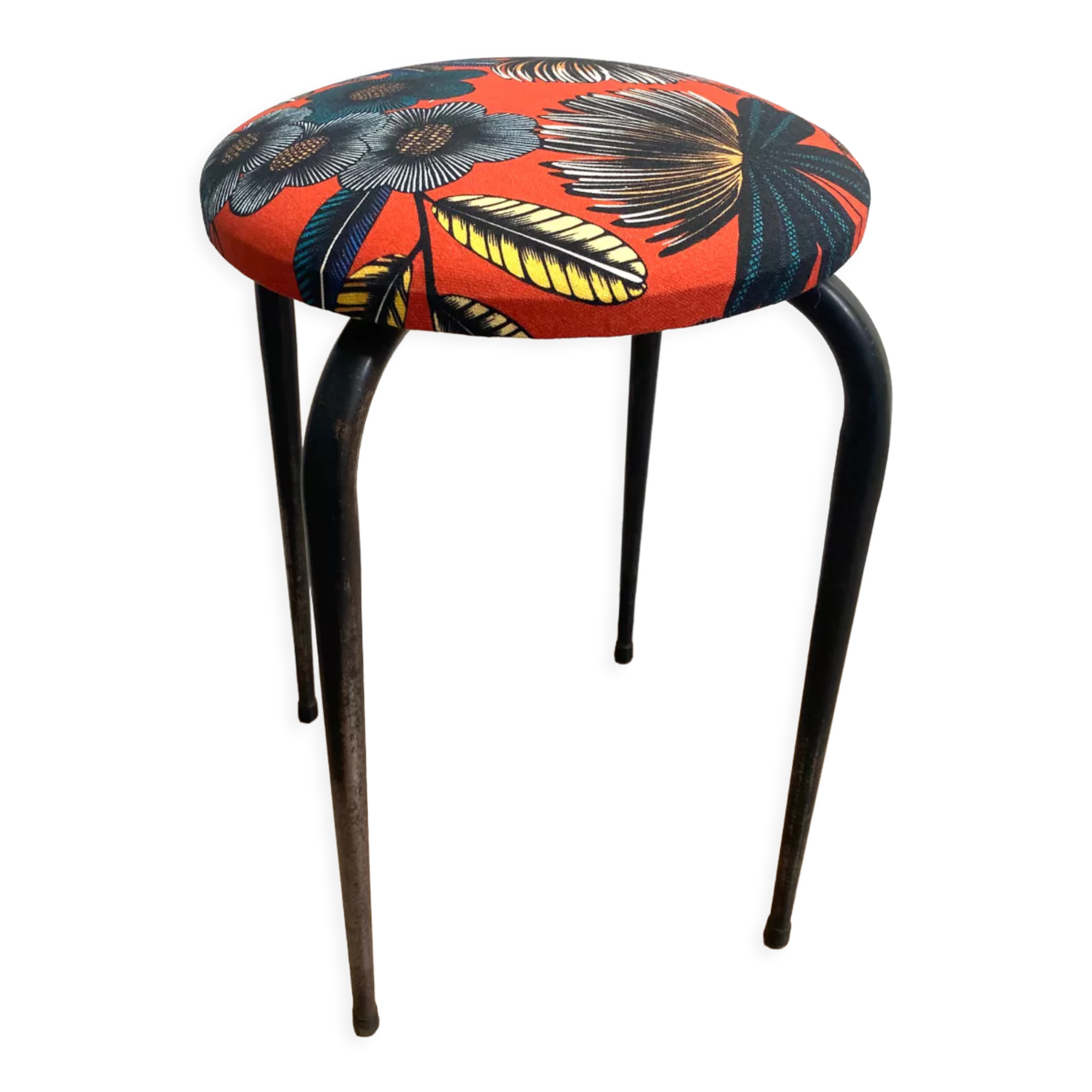 Vintage upcycle stool - orange orphee