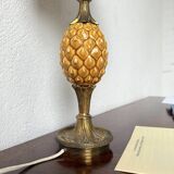Lampe de table ananas céramique et laiton 1950