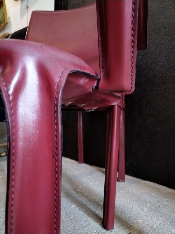 4 chaises en cuir bourgogne