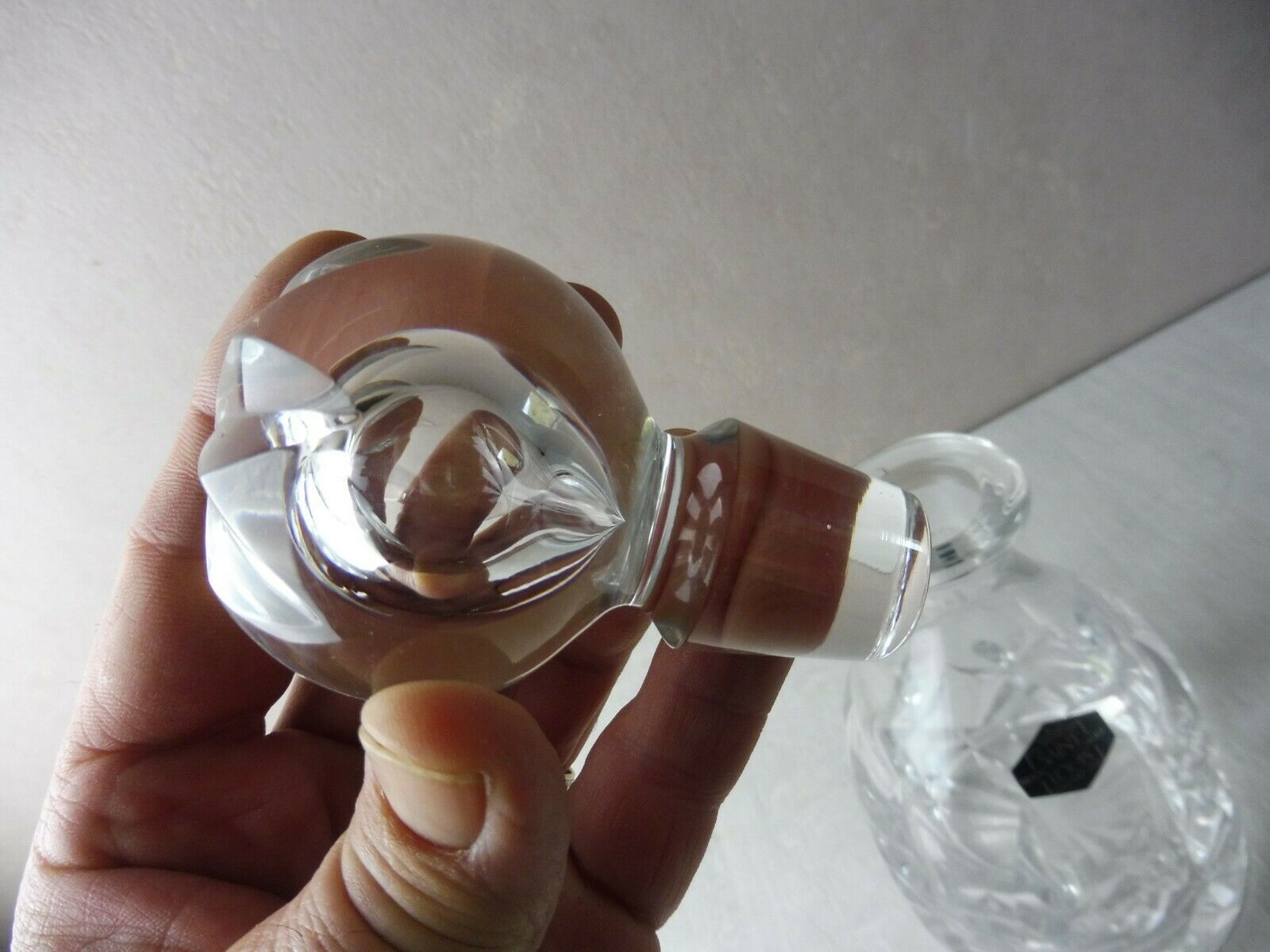 Old carved crystal decanter, from Saint Louis