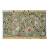 Canvas painted with a decor of lemurs, birds, and flowers. Contemporary.