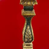 Large antique green and gold wooden lamp base, 66 cm high from the socket.